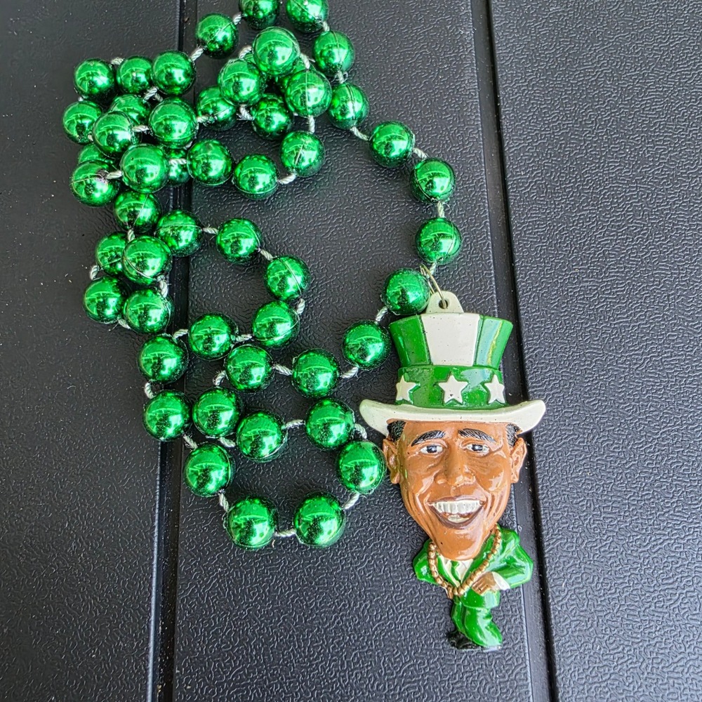 Patriotic Barack Obama Necklace Unisex OS Green St Patricks Day Beads